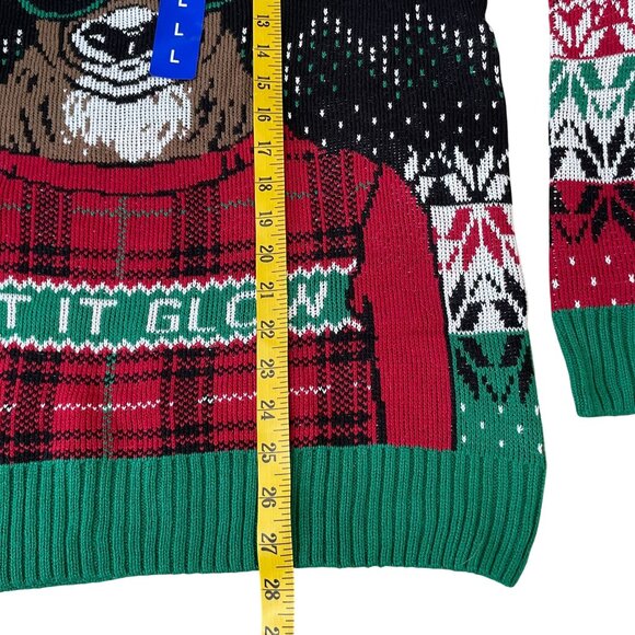 Ugly Holiday Sweater Reindeer Make it Glow Christmas Sweater Men's Large New - Picture 4 of 5
